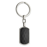 Chisel Stainless Steel Polished Solid Black Carbon Fiber Inlay Key Ring